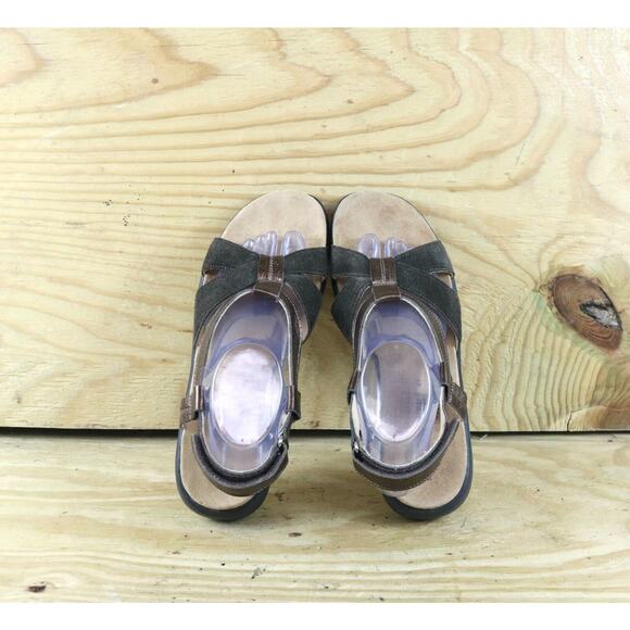 Haflinger Sandals Womens 10 Black Suede Metallic 41 Slingback Wedge Open Toe - Picture 4 of 9